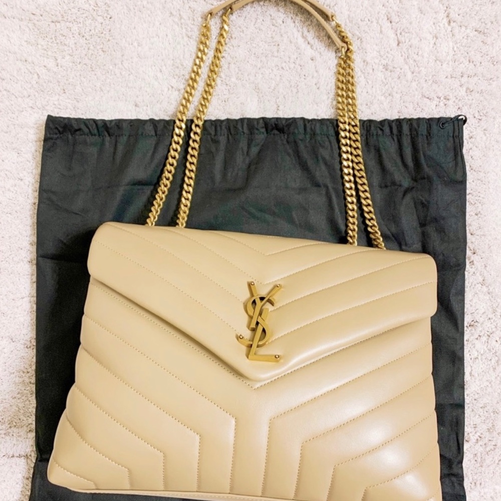 Saint Laurent Loulou Medium Beige w/ GOLD hardware